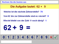 Aufgabenbild Therapiemodul Rechnen 01: Addition mit Zehnerüberschreitung B